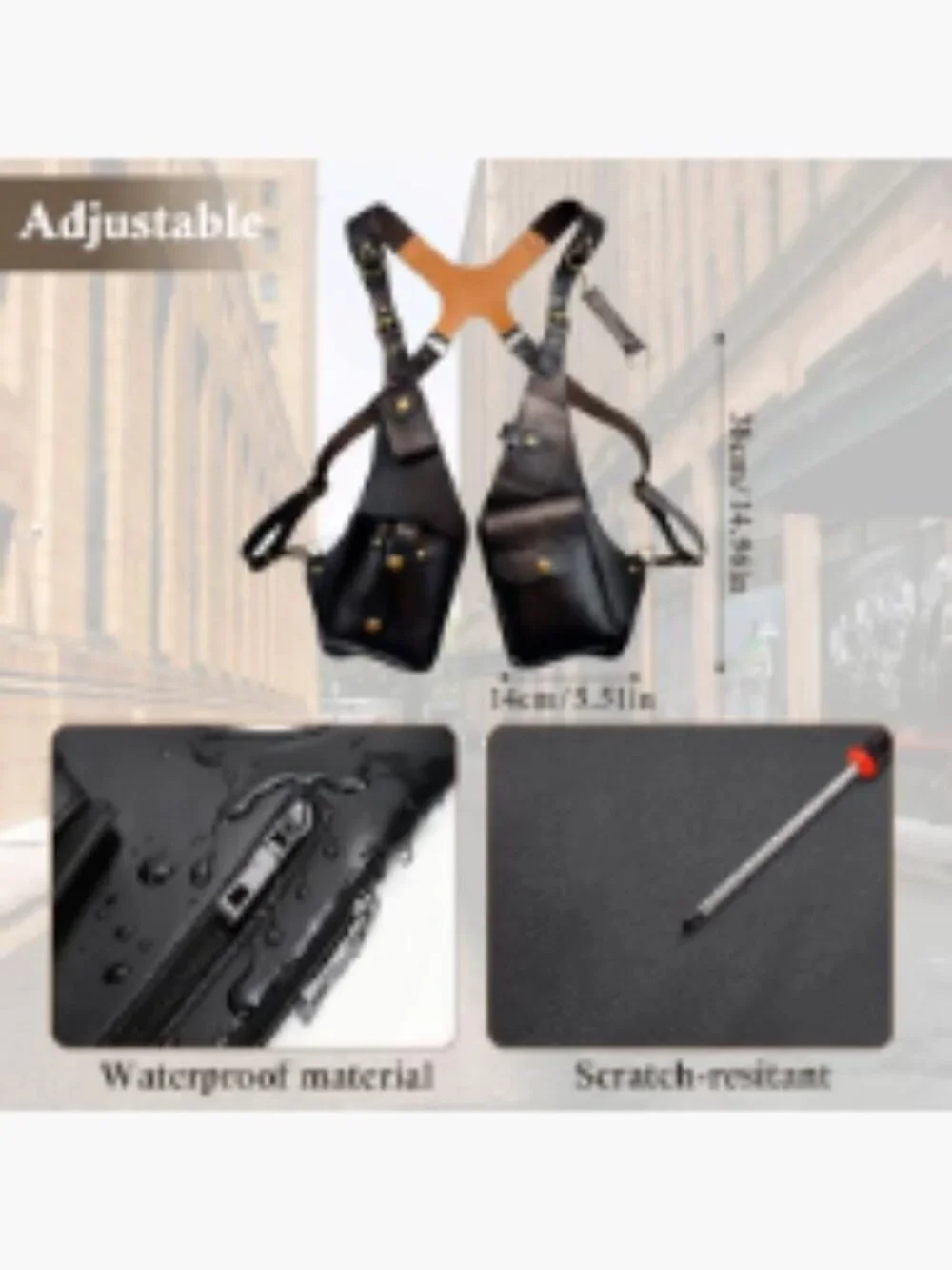 PU Leather Adjustable Shoulder Bag Sling Wallet for Phone Travel